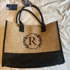 Elegant Jute Tote with Black Accents